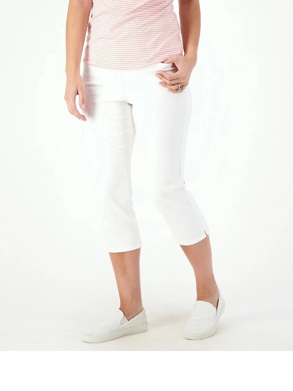 NYDJ Curves 360 Slim Straight Capri Jeans - Optic White Minimalist NWT - 14P